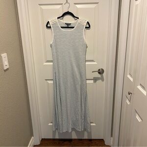 Lauren Ralph Lauren White and Gray Striped Maxi Dress